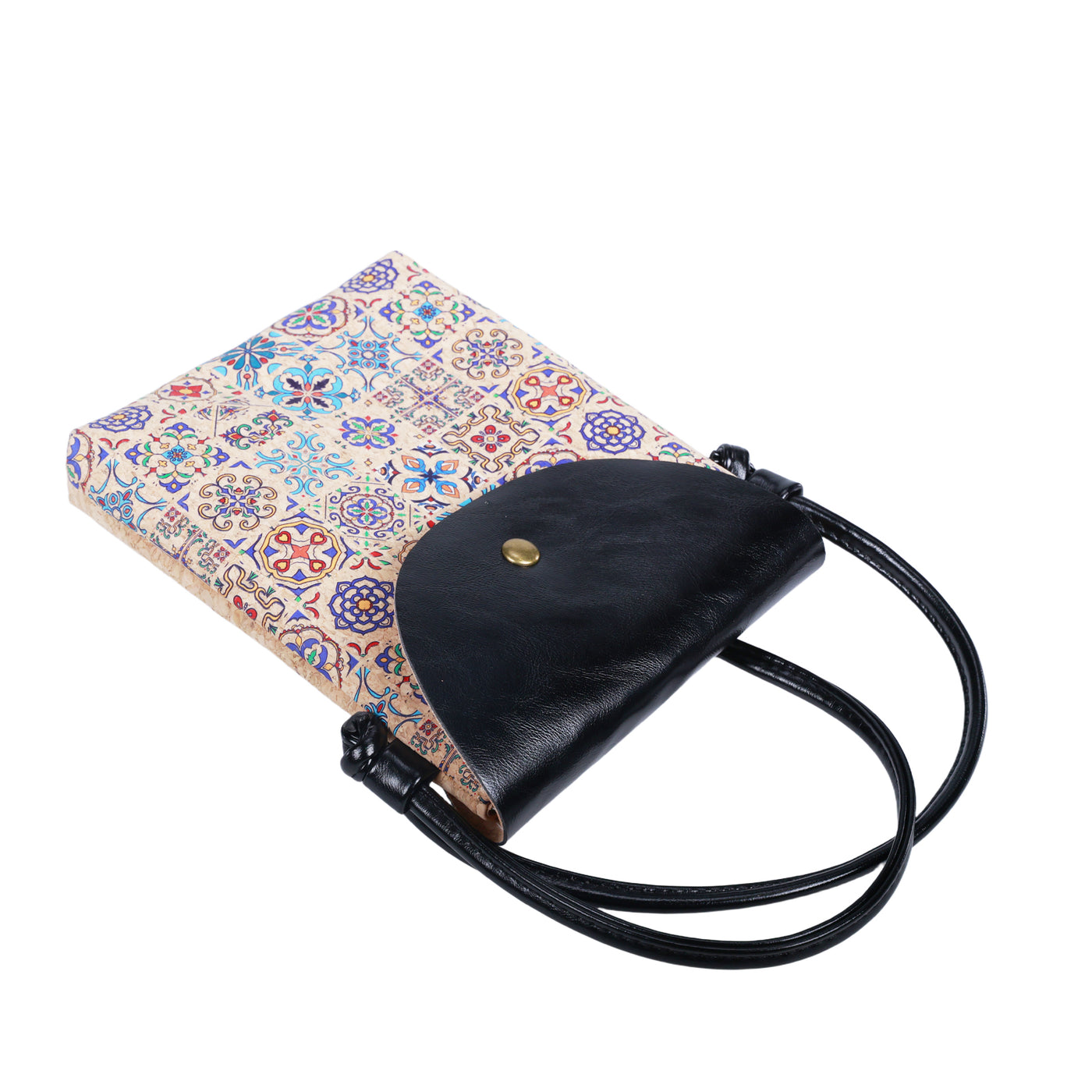 Mini sac bandoulière pour téléphone en liège à motif mosaïque