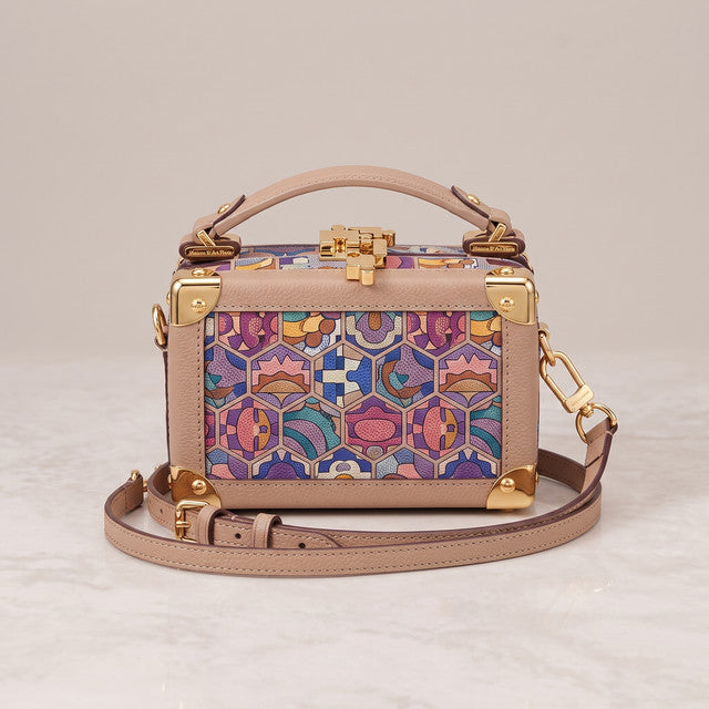 Petit sac façon malle, forte personnalité – Sac à main boîte à motif mosaïque