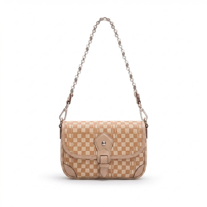 Une touche d'élégance au quotidien – Sac à rabat à motif damier avec chaîne