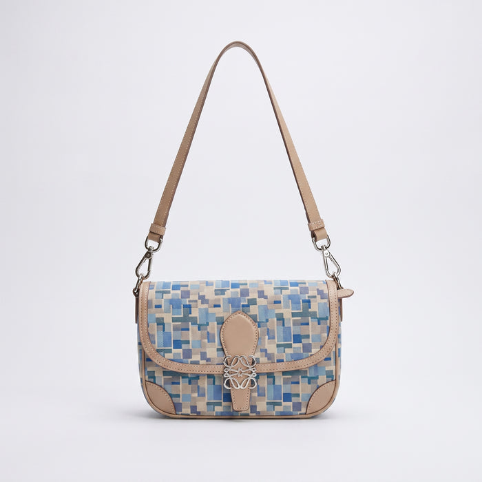 The Woven Blues – Sac porté épaule à rabat, finitions argentées