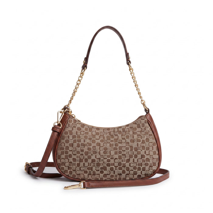 Sac porté épaule arrondi – Motif tressé avec bandoulière chaîne amovible
