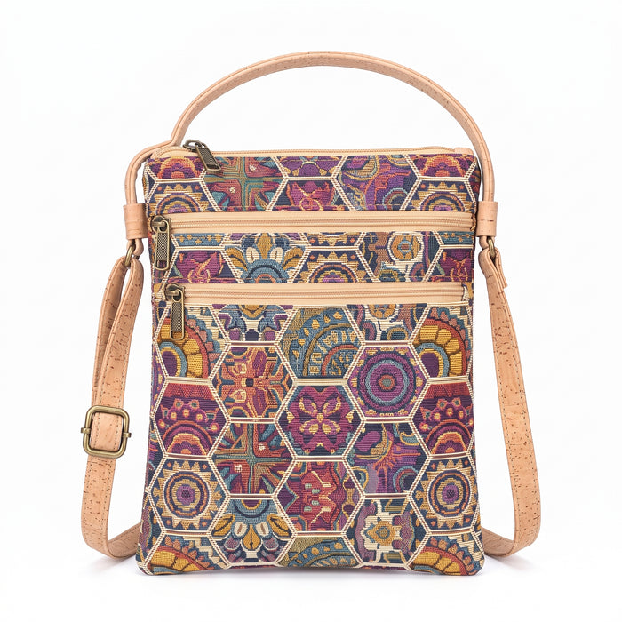 Sac bandoulière bohème en tissu tapisserie – Motif mosaïque riche pour une élégance au quotidien