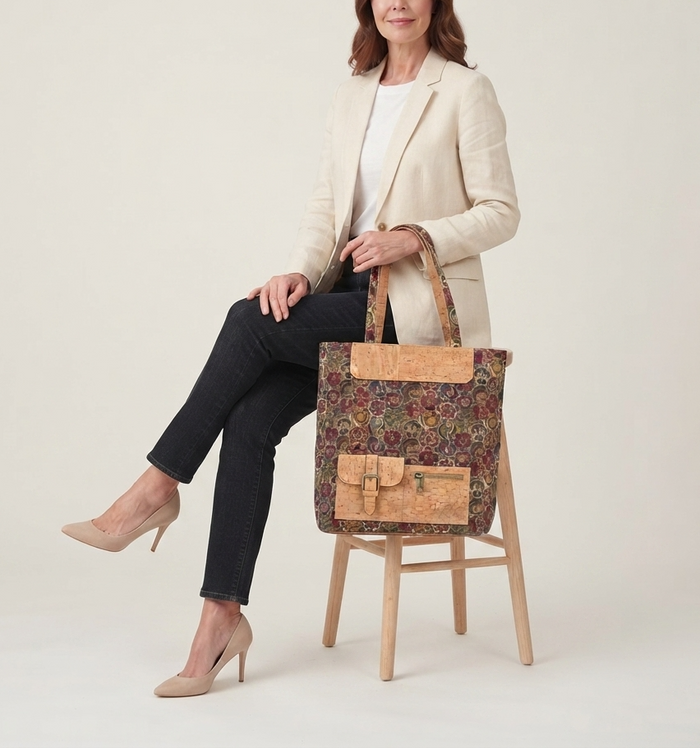 Petit sac à bandoulière en liège avec poche avant zippée
