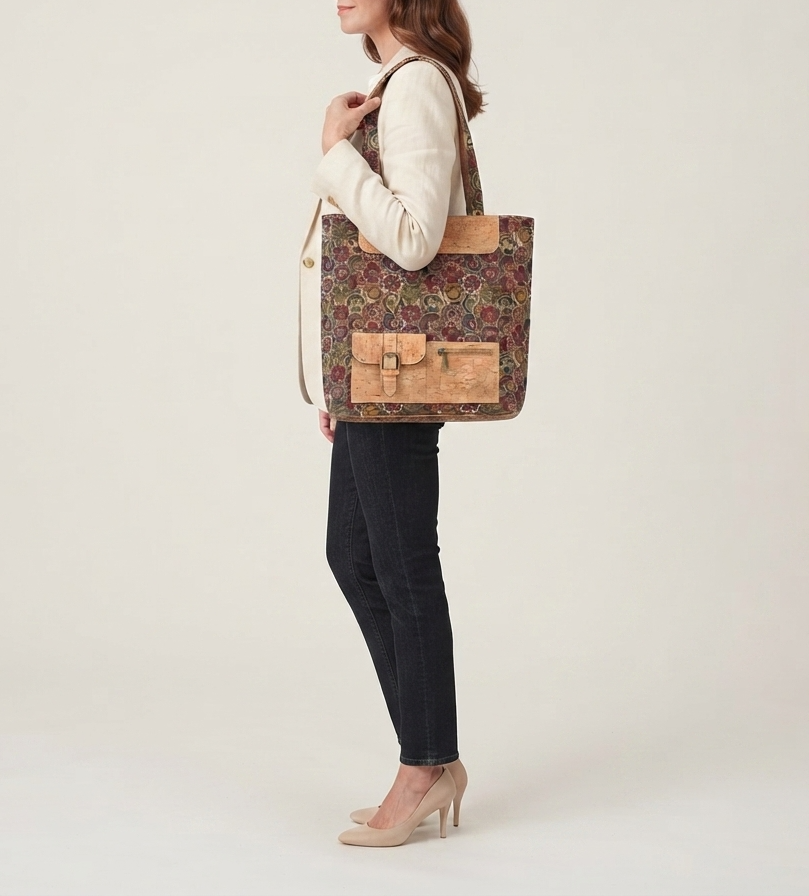 Petit sac à bandoulière en liège avec poche avant zippée