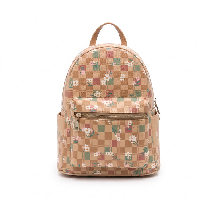 Sac à dos Fleurs de cerisier – Mini-sac à motif damier floral pastel