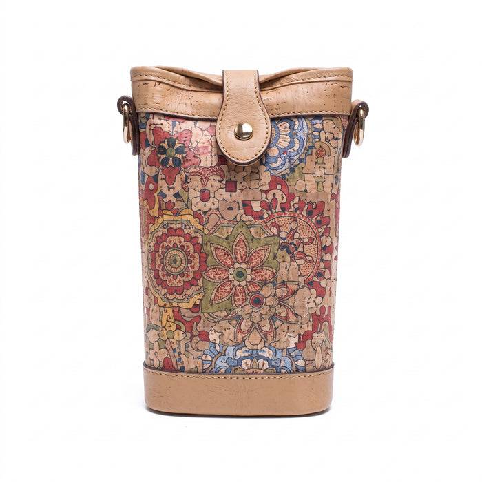 Mini-sac en liège écologique – Sac bandoulière pour téléphone à motif médaillon bohème