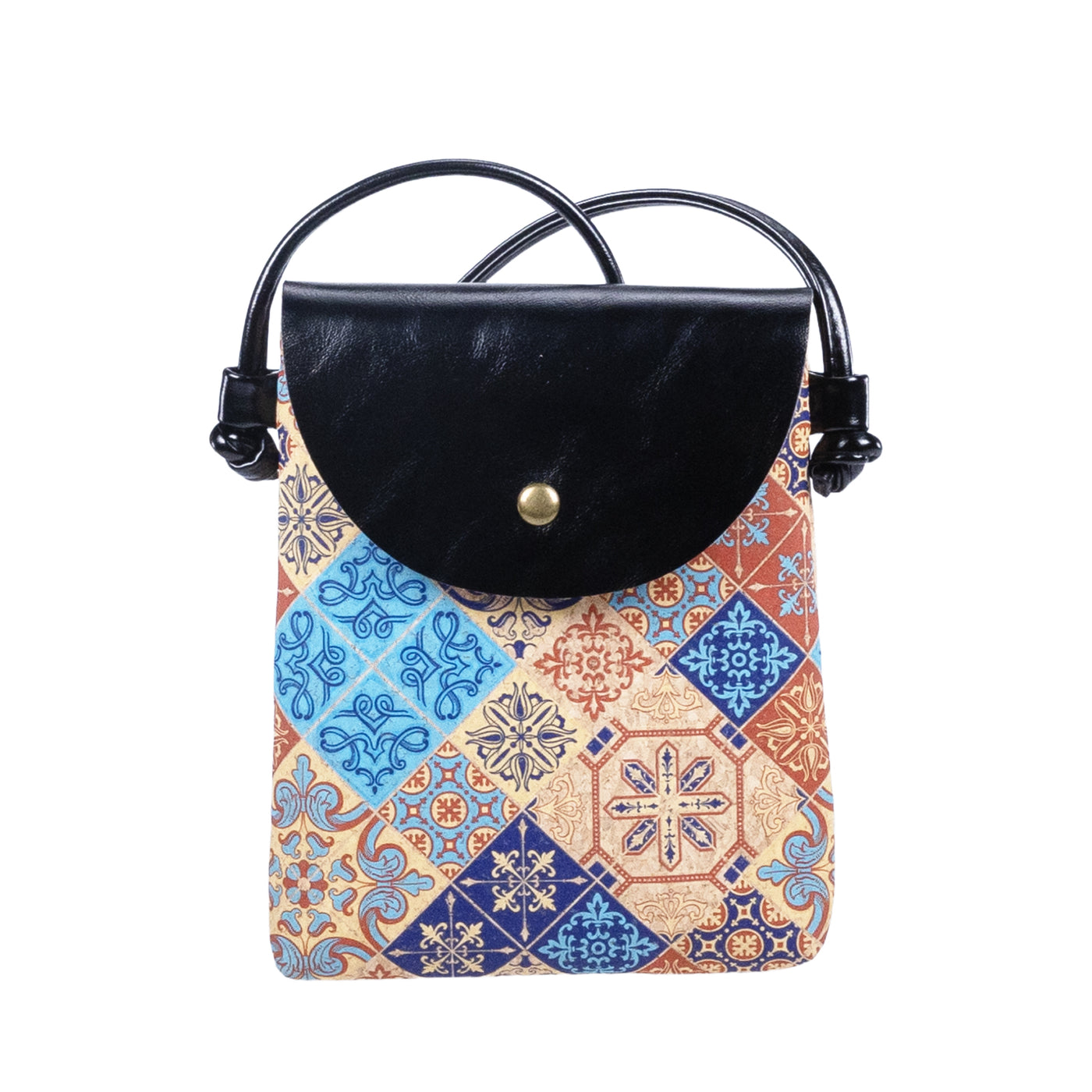 Mini sac bandoulière pour téléphone en liège à motif mosaïque