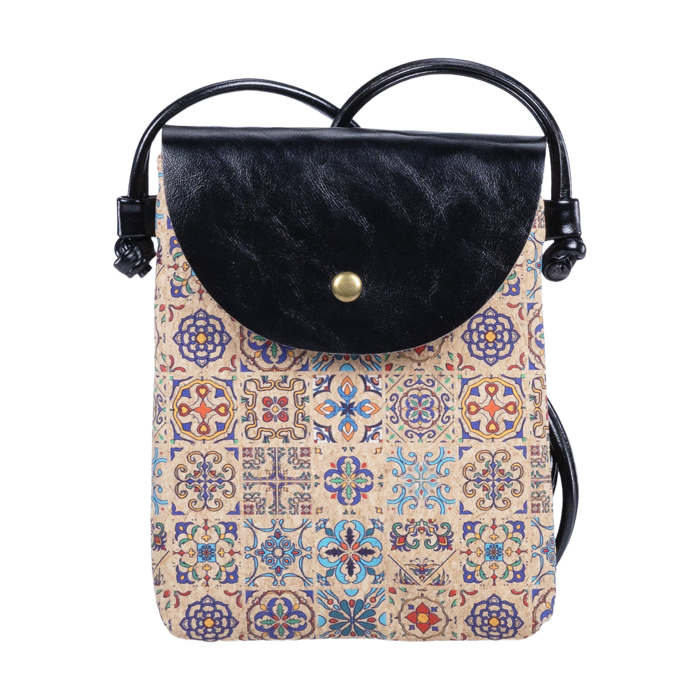 Mini sac bandoulière pour téléphone en liège à motif mosaïque