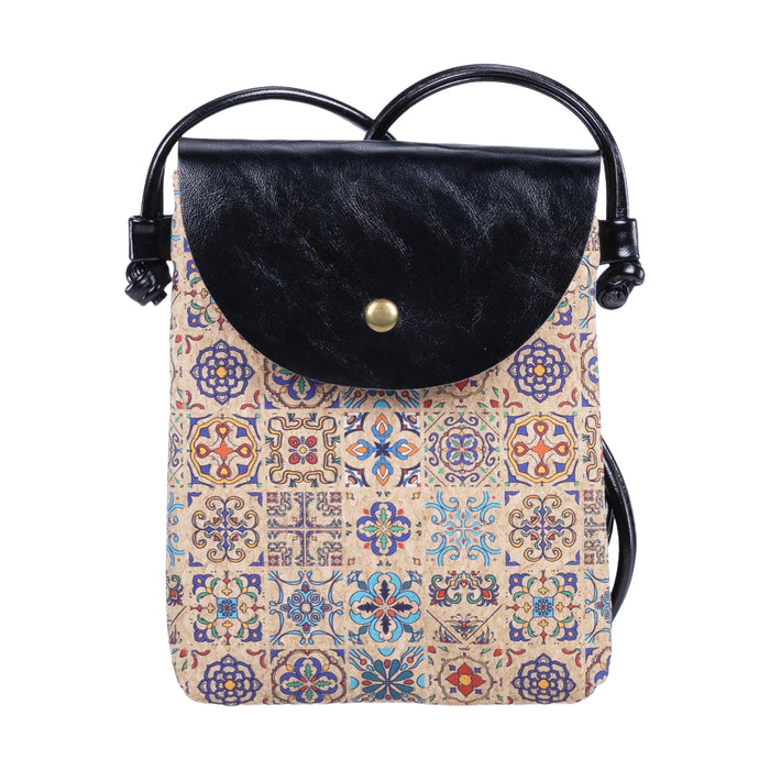 Mini sac bandoulière pour téléphone en liège à motif mosaïque