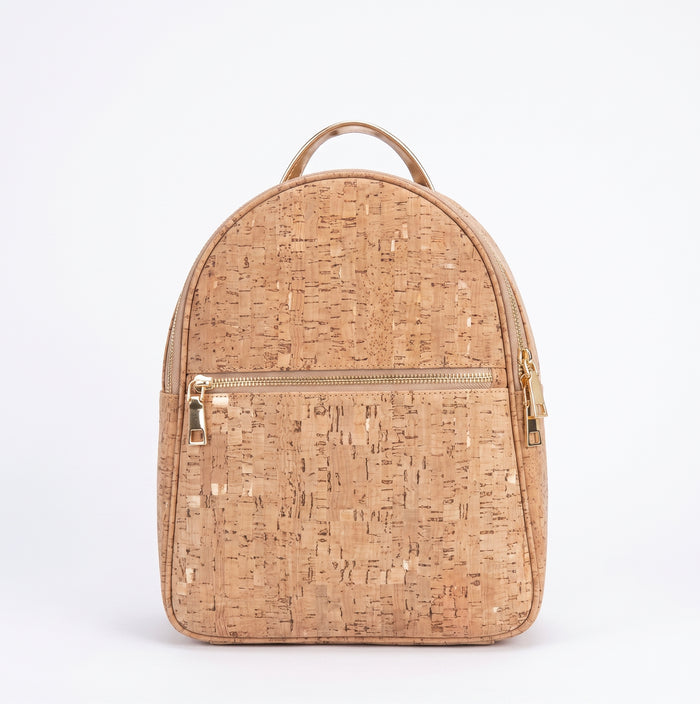 Sac à dos durable en liège – Sac chic en cuir vegan pour femme, détails dorés