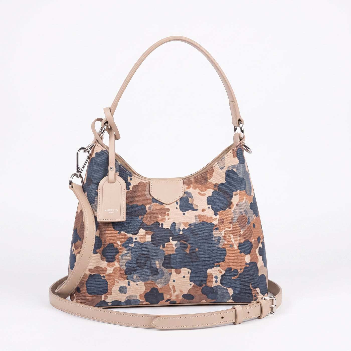 Sac Hobo 2-en-1 Imprimé Camaïeu – Porté Épaule ou Bandoulière, Aurélia Paris