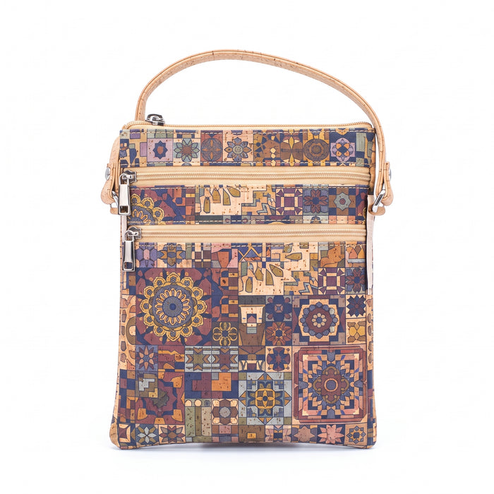 Sac bandoulière durable en liège – Motif mosaïque fait main pour le quotidien