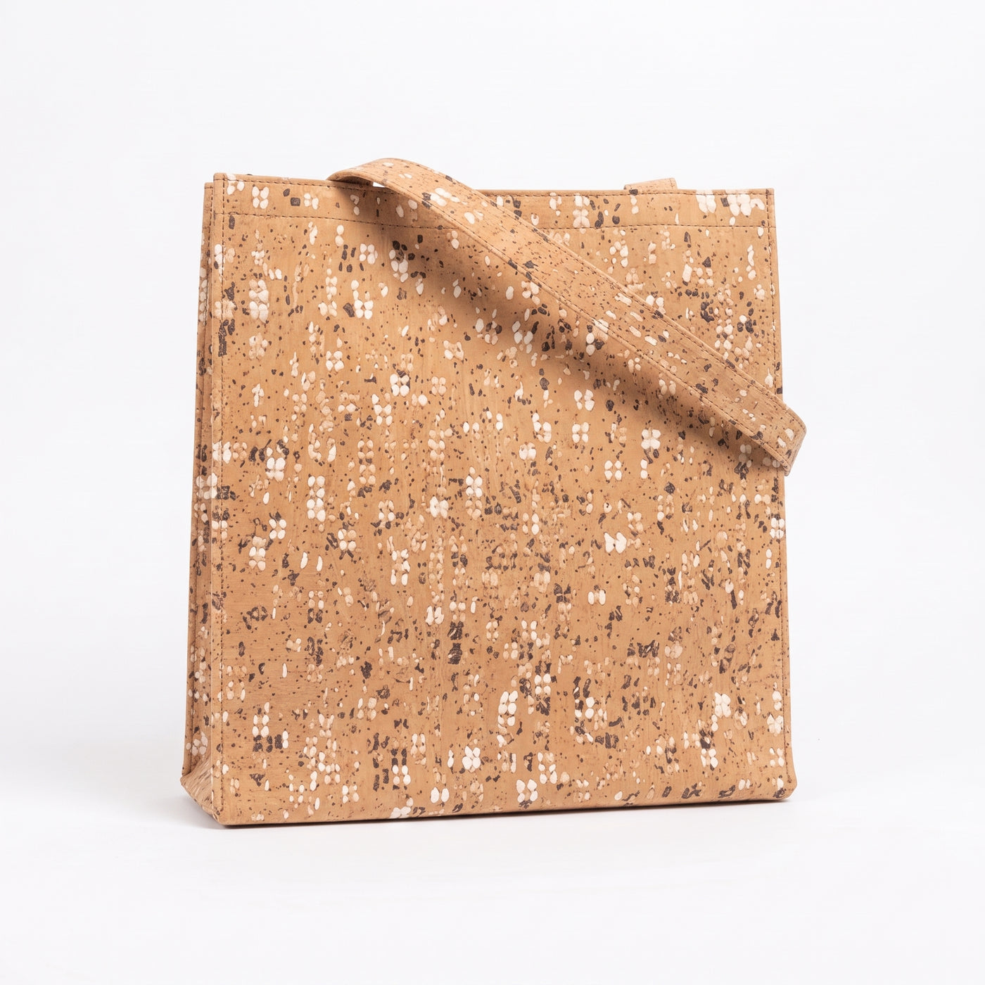 Grand sac cabas en liège – Motif moucheté crème et noir