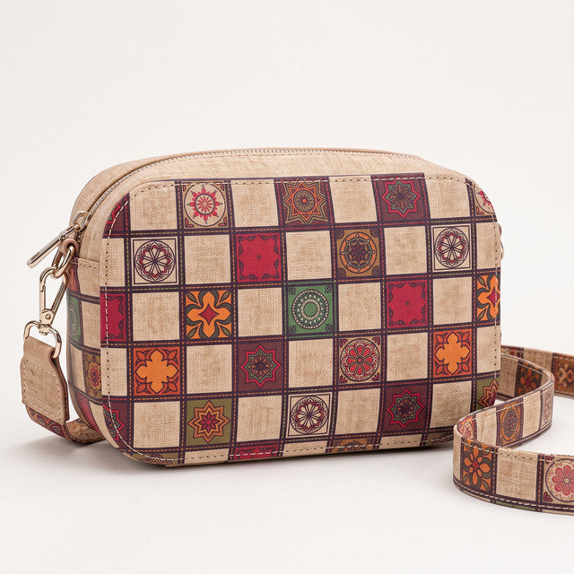 Sac bandoulière effet mosaïque – Bandoulière tressée assortie