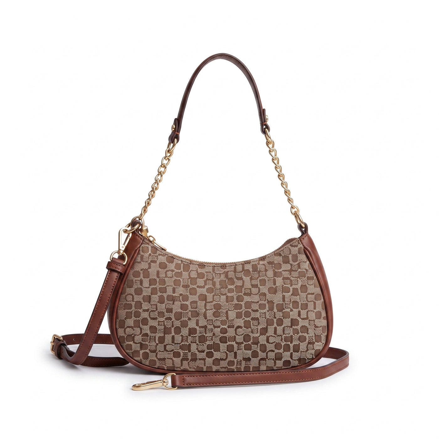 Sac porté épaule arrondi – Motif tressé avec bandoulière chaîne amovible