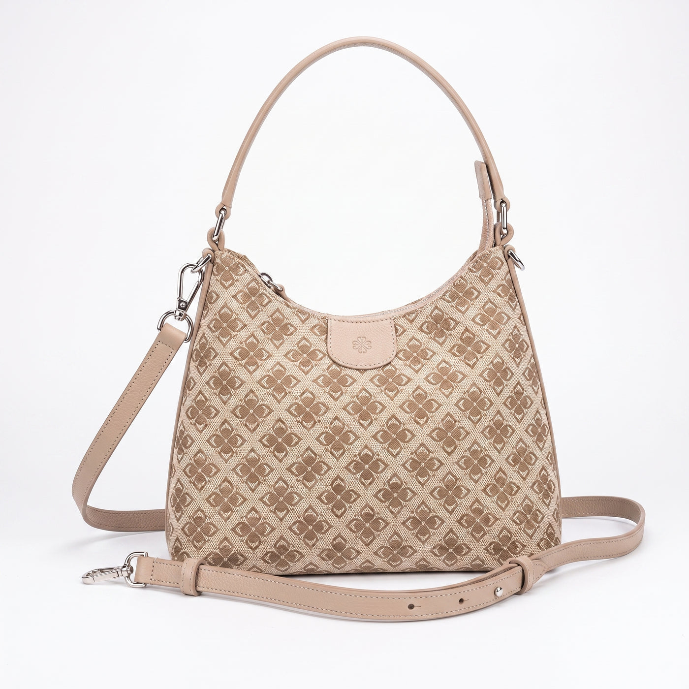 The Uptown Crescent – Motif losanges beige, finitions argentées