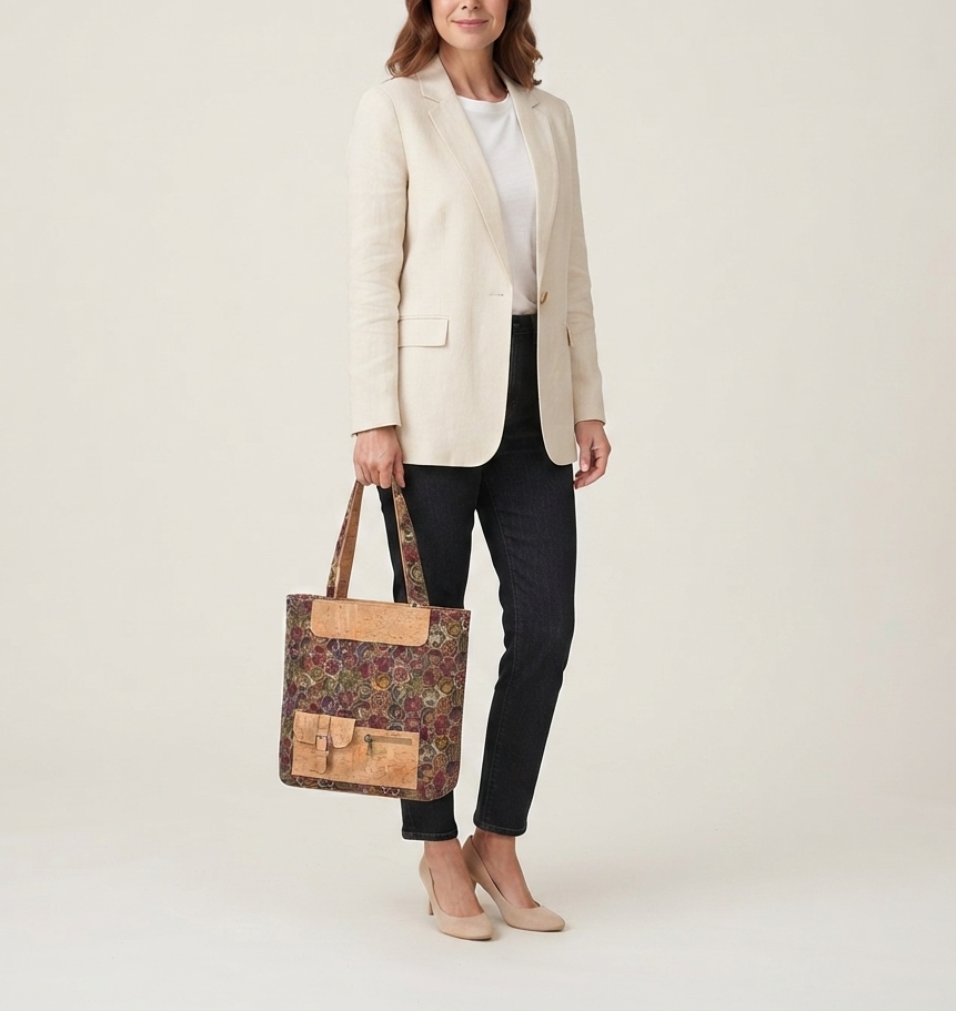 Petit sac à bandoulière en liège avec poche avant zippée