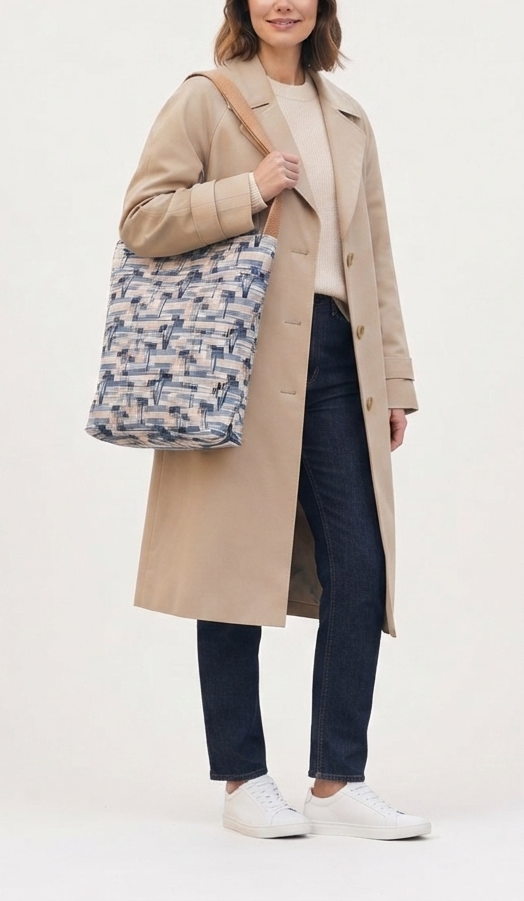 Sac cabas à motif géométrique avec anse camel | Sac de shopping pour le quotidien