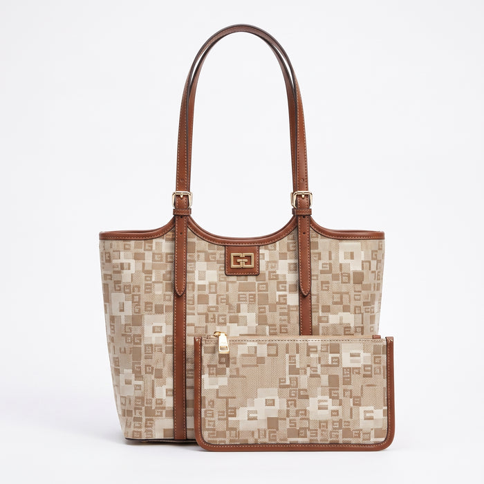 Ensemble cabas en jacquard à monogramme – Cabas et pochette zippée