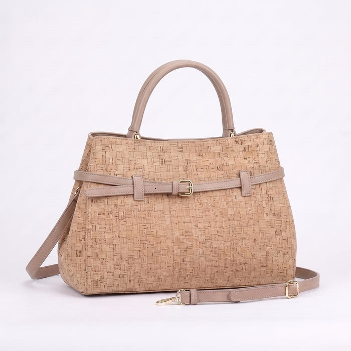 Sac minimaliste en liège avec poignée supérieure, poches latérales et bandoulière amovible