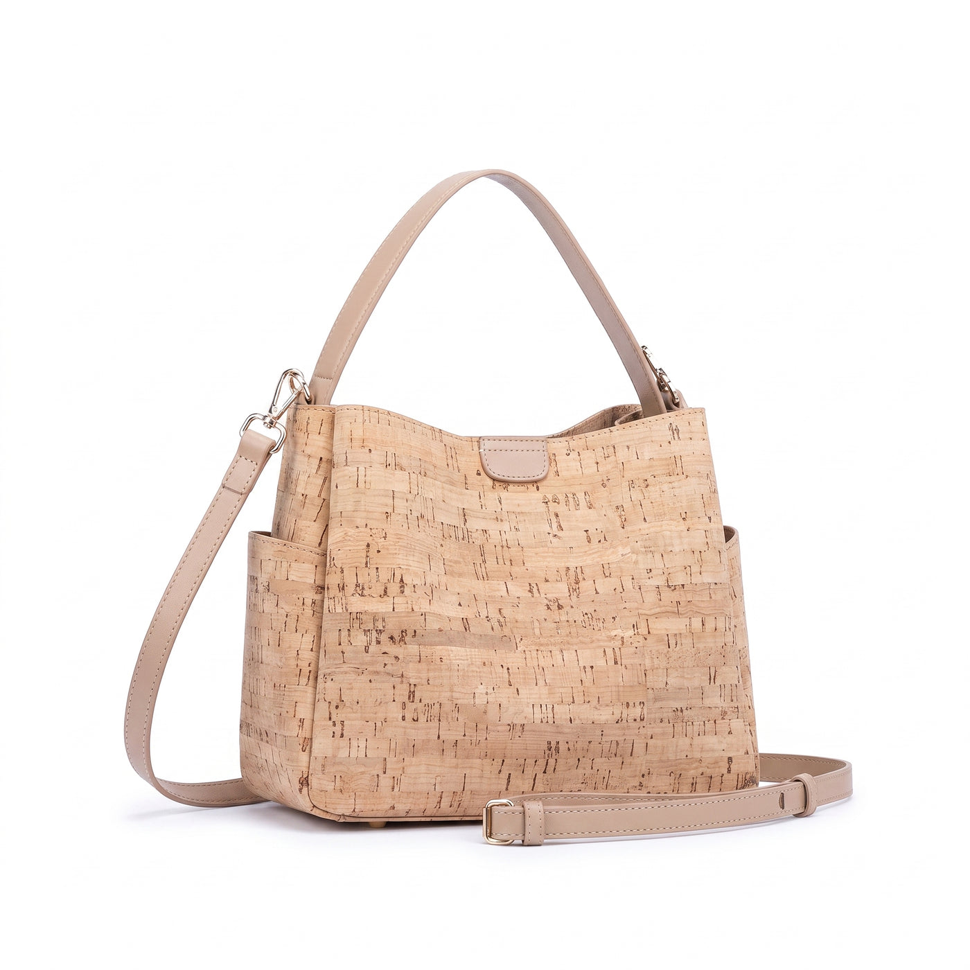 Sac en liège naturel avec poignée supérieure et bandoulière amovible