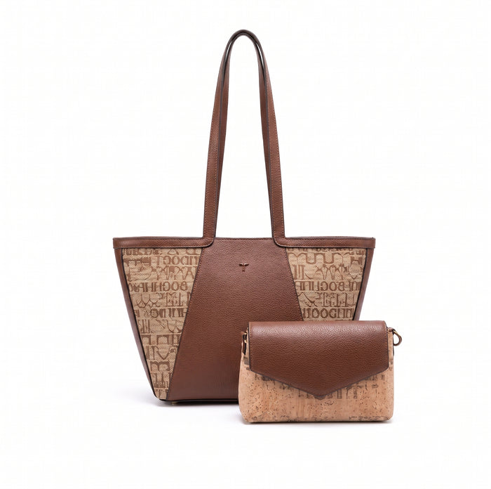 Ensemble cabas 2-en-1 – Cabas à logo et pochette en liège