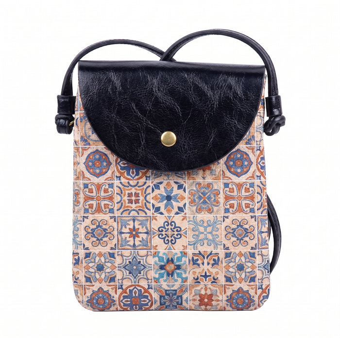 Mini sac bandoulière pour téléphone – Motif mosaïque, fermeture à rabat avec bouton-pression