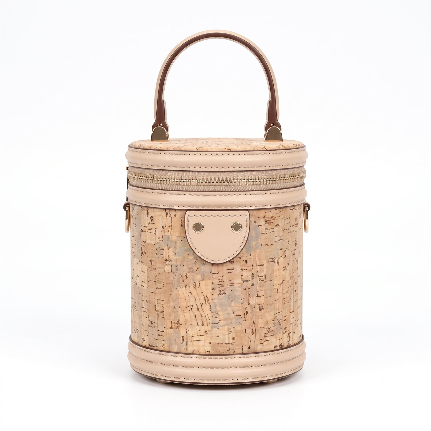 Sac-baril en liège à grain fin – Vanity à poignée supérieure et finitions nude