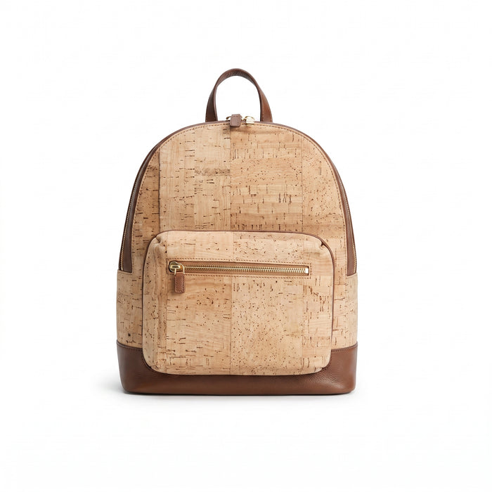 Sac à dos en panneau de liège – Finitions en cuir beige et marron, sac pour le travail et les voyages