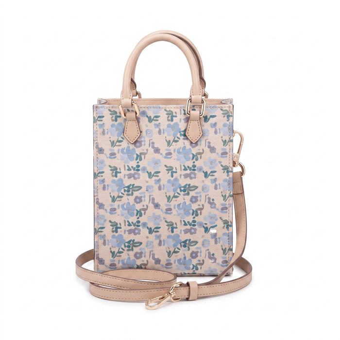 Petit sac cabas structuré – motif floral façon peinture, double porté