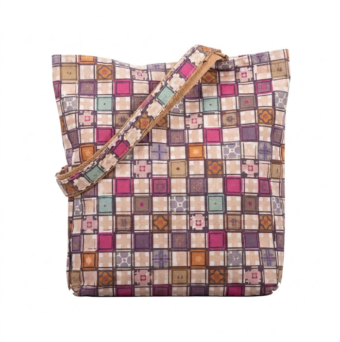 Sac cabas motif carreaux marocains – Sac de shopping à imprimé mosaïque multicolore
