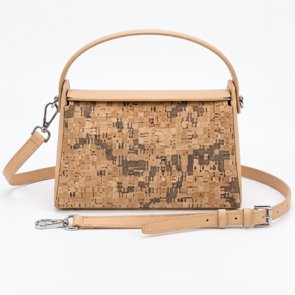 Sac en liège naturel avec poignée – Design structuré, bandoulière amovible