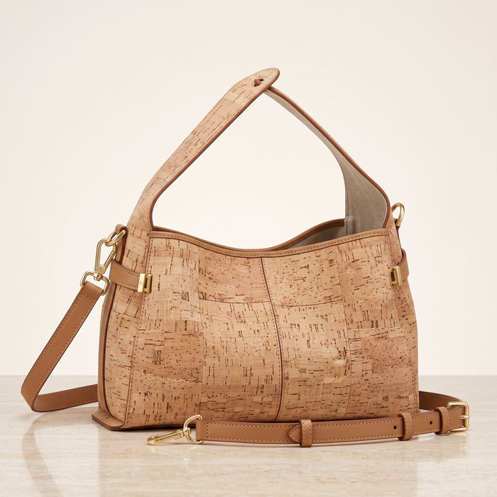 Sac hobo en liège vegan – Anse en liège et bandoulière convertible